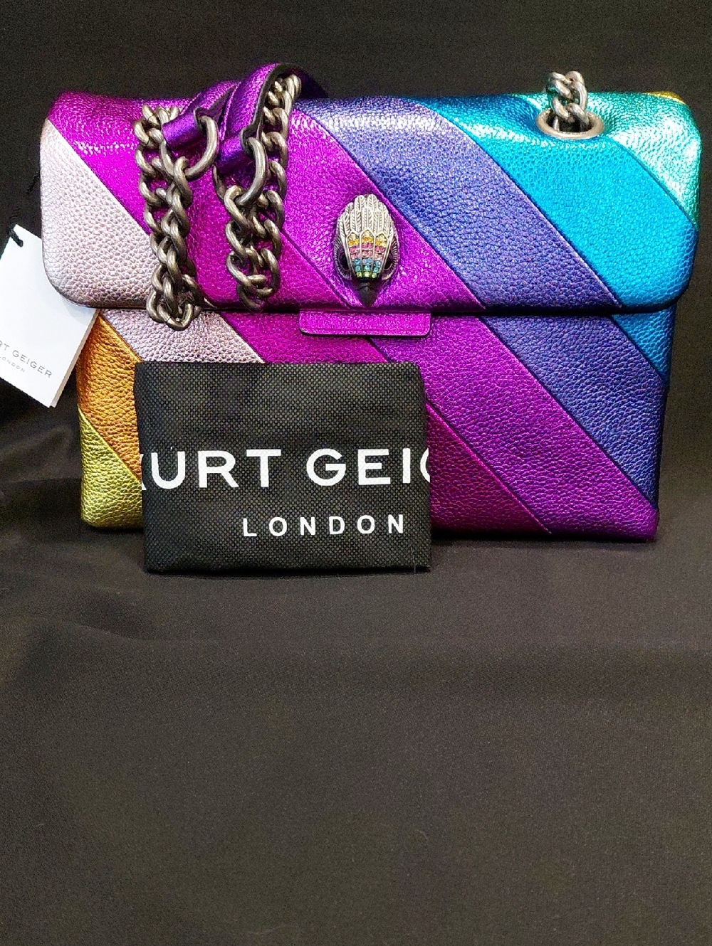 KURT GEIGER KONDON LARGE RAINBOW KENSINGTON SATCHEL - Picture 2 of 12